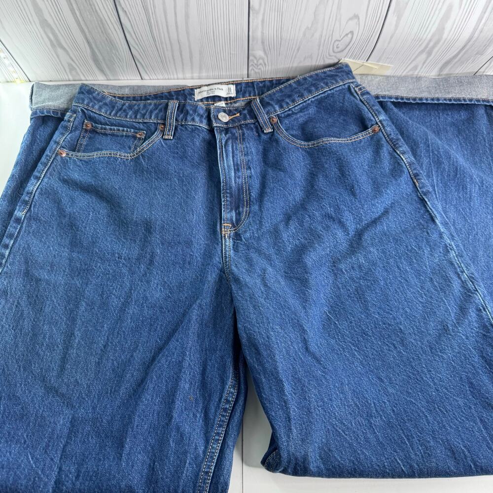 NEW! Abercrombie & Fitch High Rise The Loose Cuffed Jeans Size 31 -12 Long
